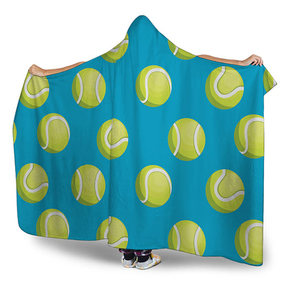 Tennis Theme Pattern Print Hooded Blanket