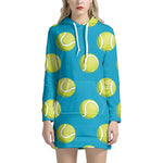 Tennis Theme Pattern Print Hoodie Dress