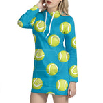 Tennis Theme Pattern Print Hoodie Dress