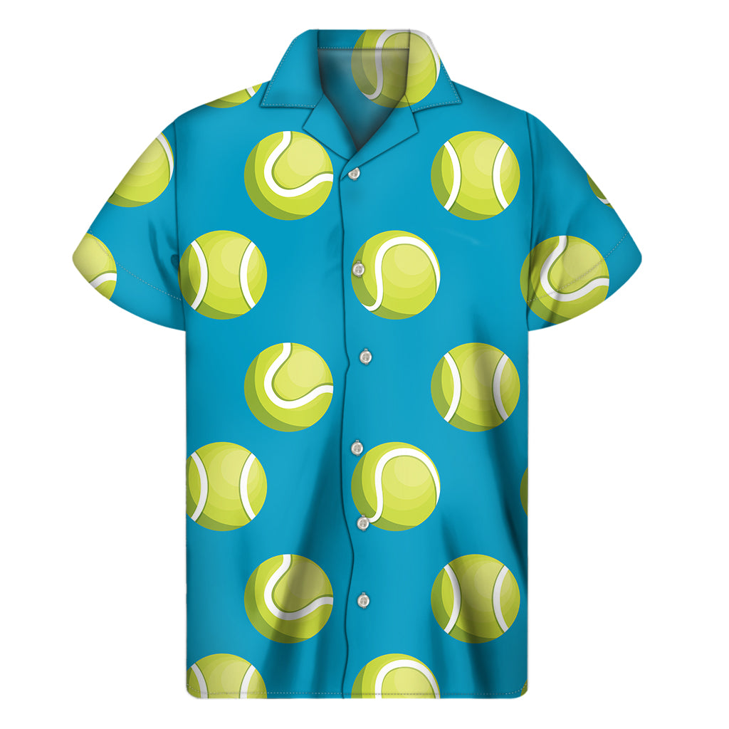 Tennis Theme Pattern Print Men's Short Sleeve Shirt