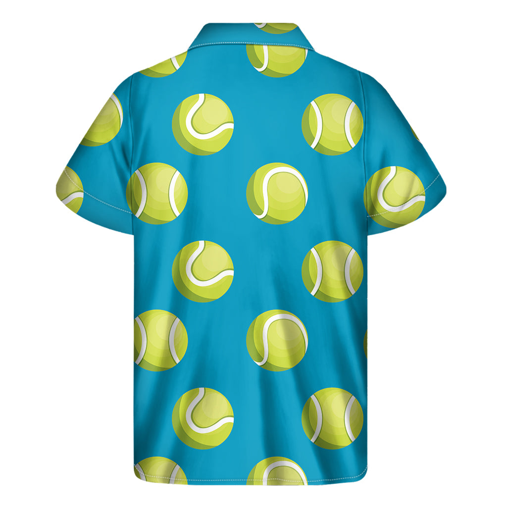 Tennis Theme Pattern Print Men's Short Sleeve Shirt