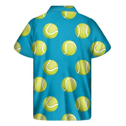 Tennis Theme Pattern Print Men's Short Sleeve Shirt