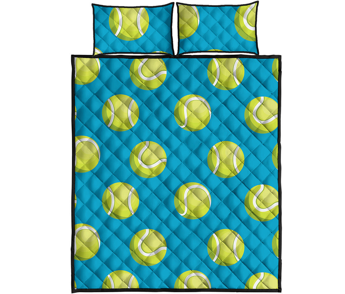Tennis Theme Pattern Print Quilt Bed Set