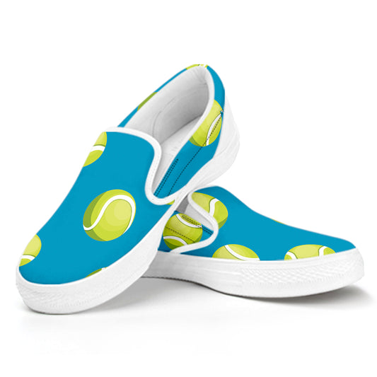 Tennis Theme Pattern Print White Slip On Shoes