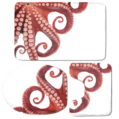 Tentacles Of Octopus Print 3 Piece Bath Mat Set