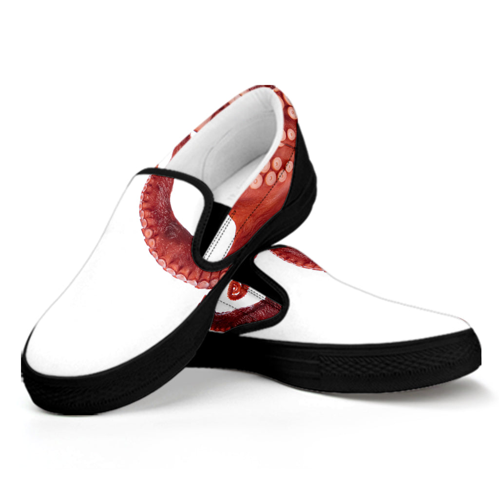 Tentacles Of Octopus Print Black Slip On Shoes