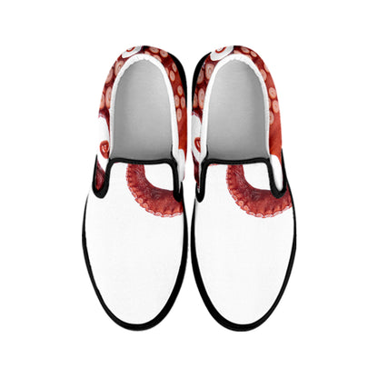 Tentacles Of Octopus Print Black Slip On Shoes