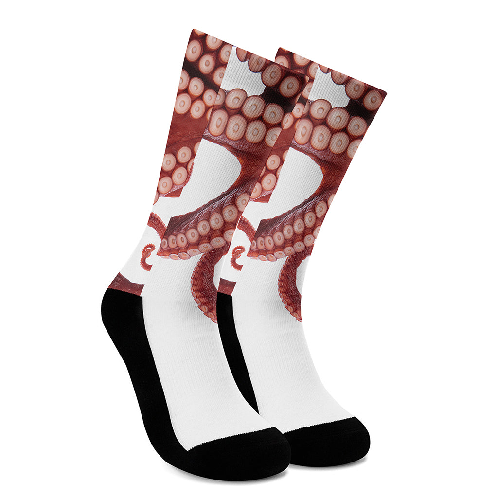 Tentacles Of Octopus Print Crew Socks