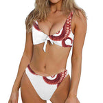Tentacles Of Octopus Print Front Bow Tie Bikini