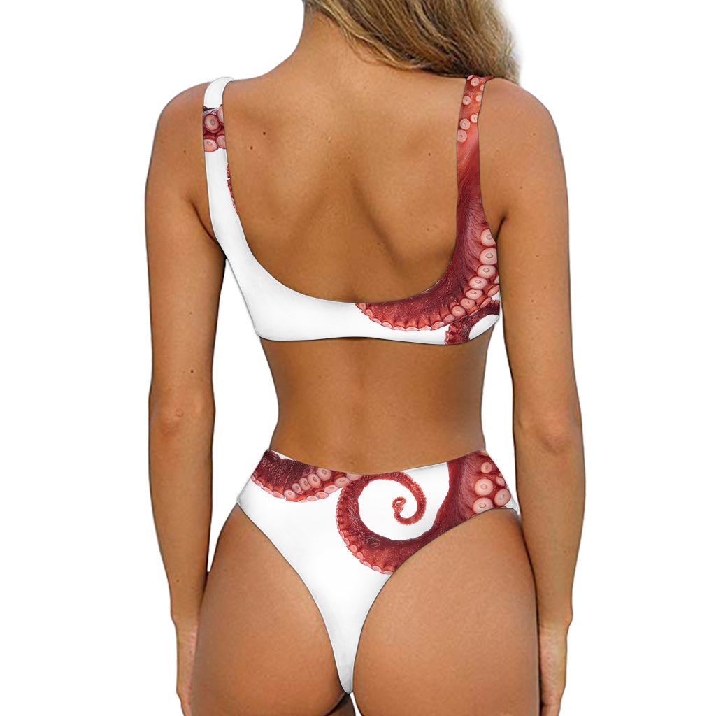 Tentacles Of Octopus Print Front Bow Tie Bikini