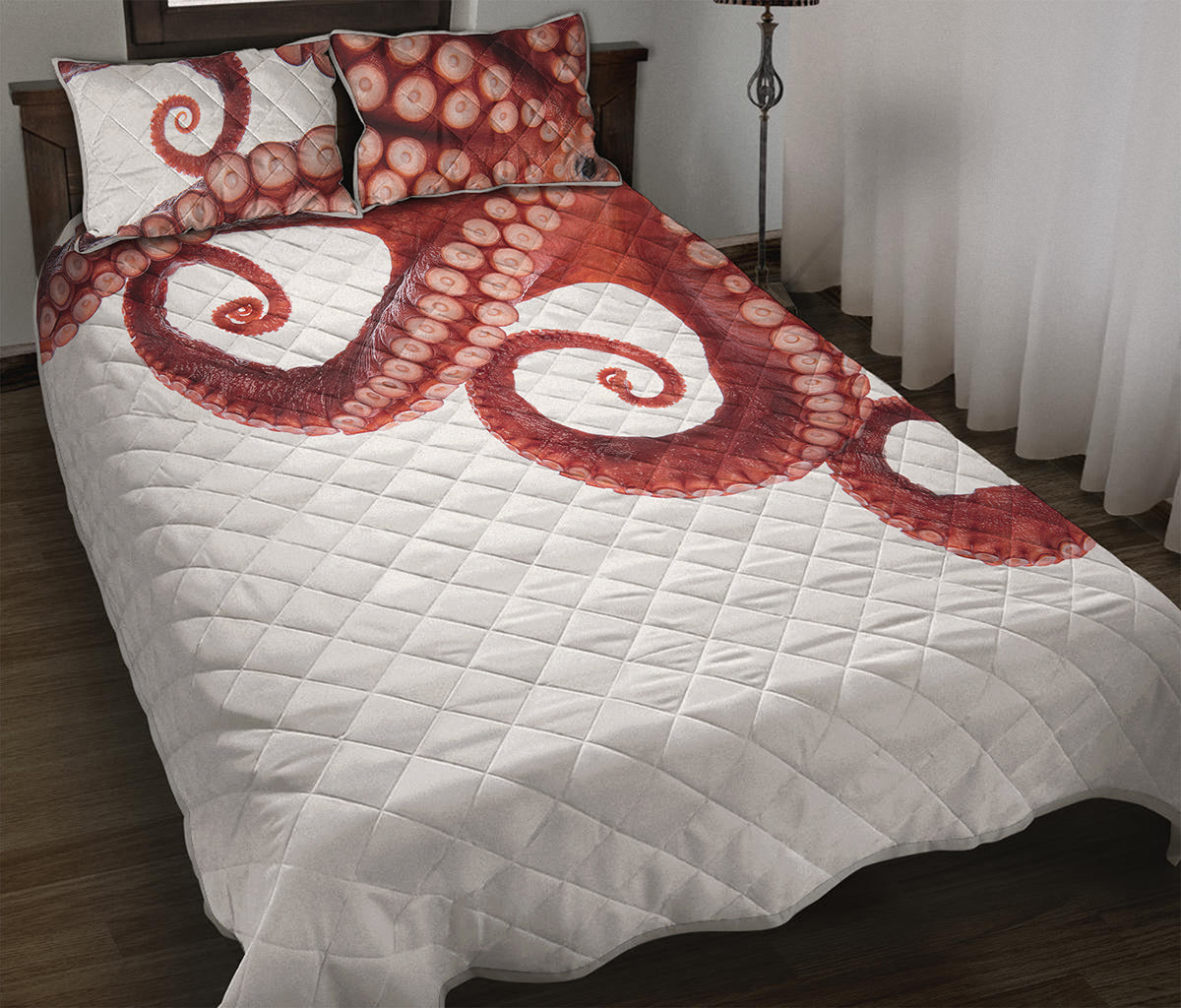 Tentacles Of Octopus Print Quilt Bed Set