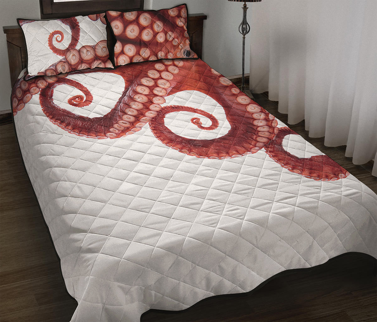 Tentacles Of Octopus Print Quilt Bed Set