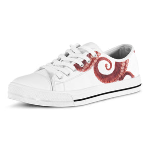 Tentacles Of Octopus Print White Low Top Shoes