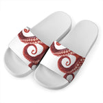 Tentacles Of Octopus Print White Slide Sandals