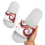 Tentacles Of Octopus Print White Slide Sandals