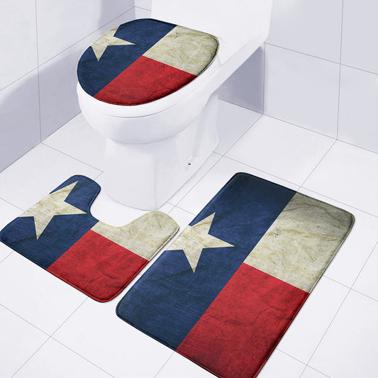 Texas Flag Print 3 Piece Bath Mat Set