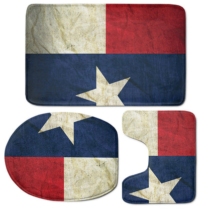 Texas Flag Print 3 Piece Bath Mat Set