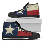 Texas Flag Print Black High Top Shoes