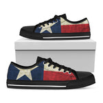 Texas Flag Print Black Low Top Shoes 