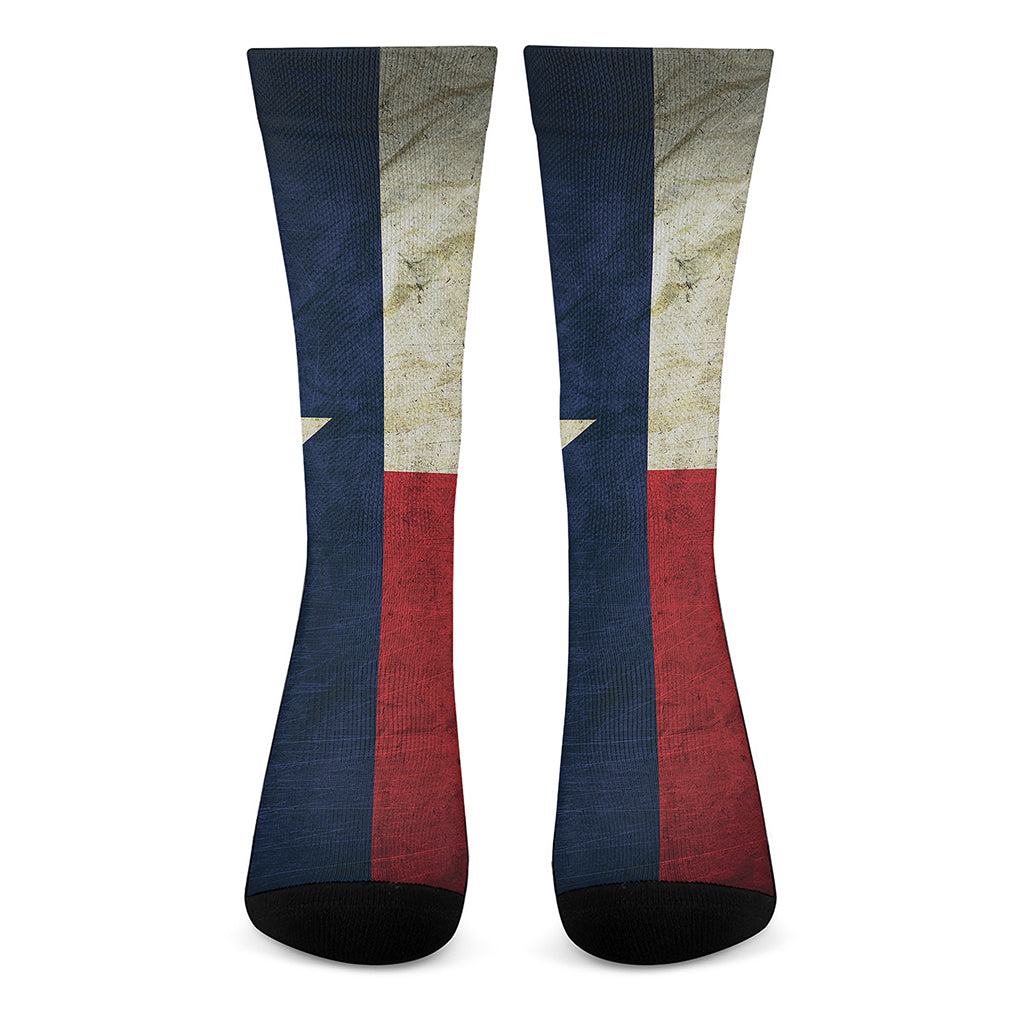 Texas Flag Print Crew Socks