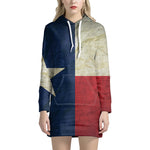 Texas Flag Print Pullover Hoodie Dress