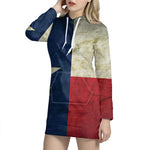 Texas Flag Print Pullover Hoodie Dress