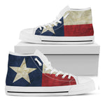 Texas Flag Print White High Top Shoes