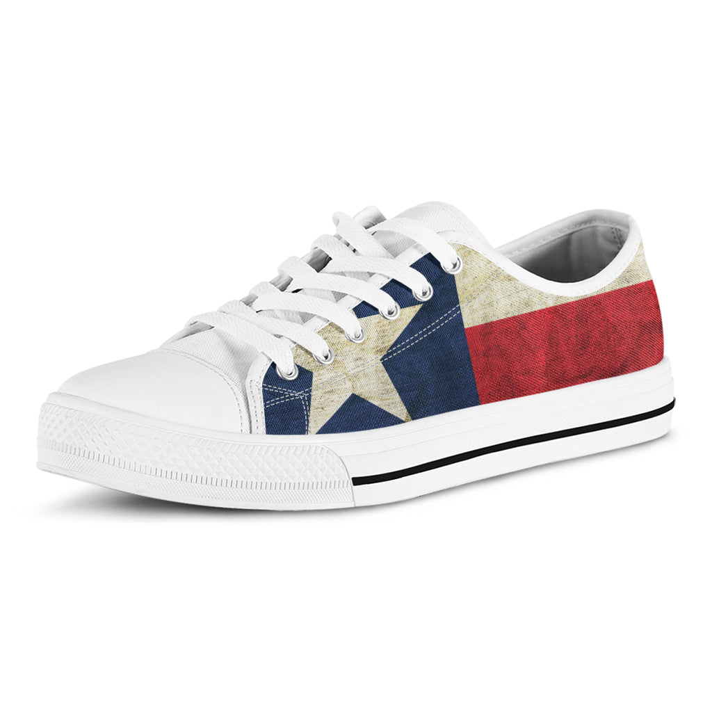 Texas Flag Print White Low Top Shoes