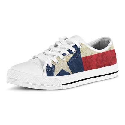 Texas Flag Print White Low Top Shoes