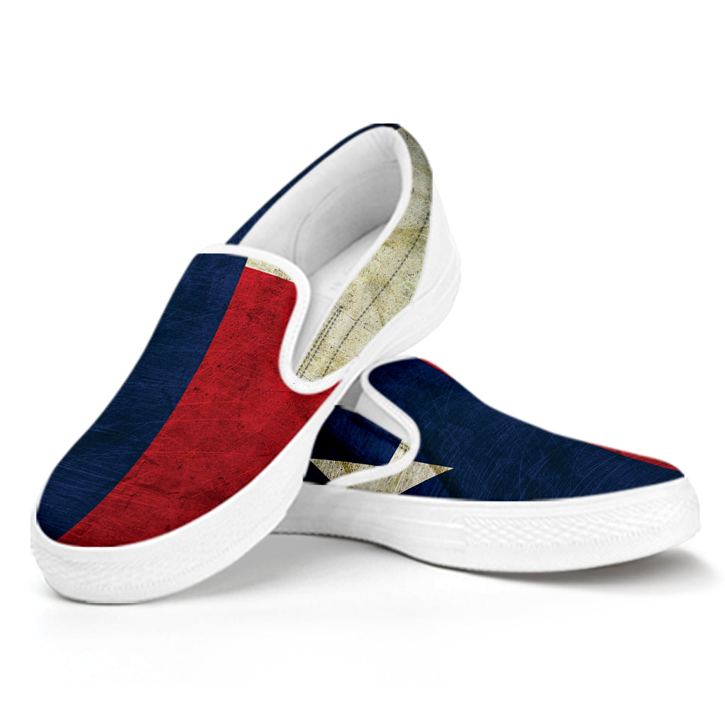Texas Flag Print White Slip On Shoes