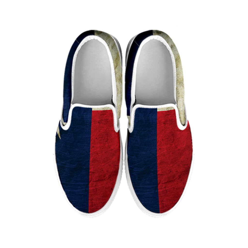 Texas Flag Print White Slip On Shoes