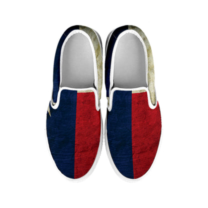 Texas Flag Print White Slip On Shoes