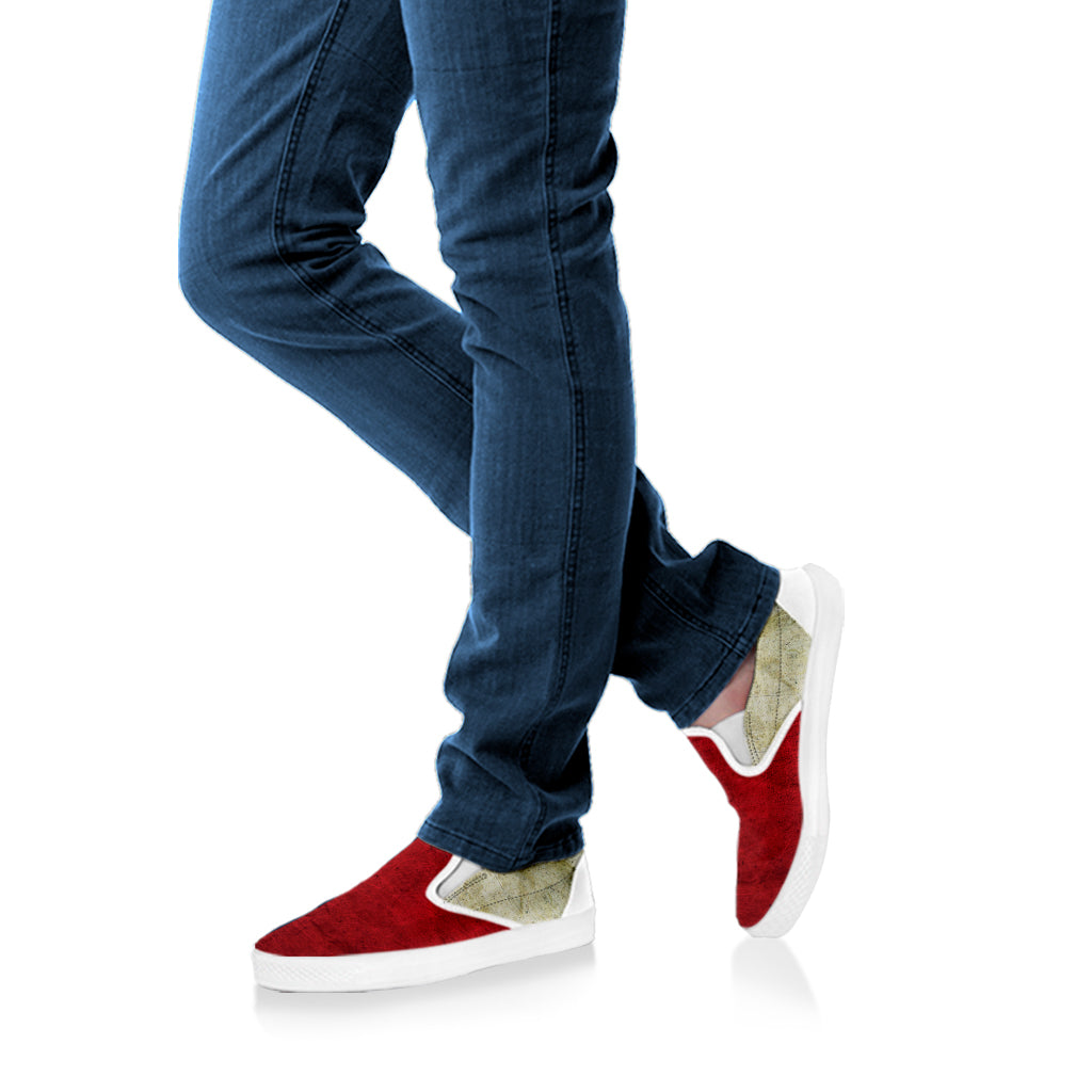 Texas Flag Print White Slip On Shoes