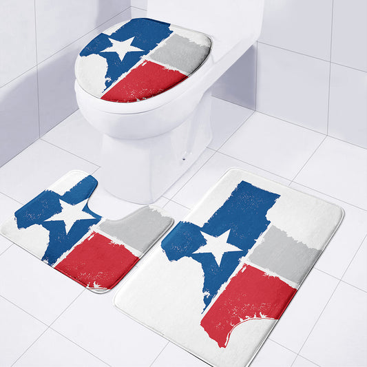 Texas State Flag Print 3 Piece Bath Mat Set