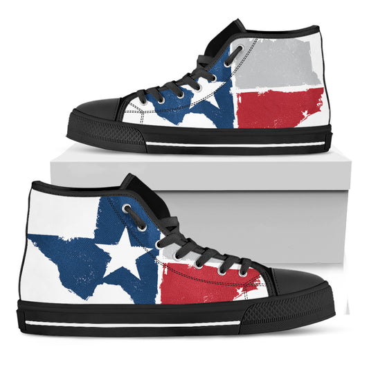 Texas State Flag Print Black High Top Shoes