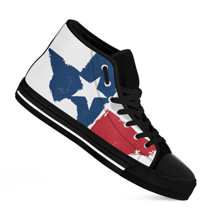 Texas State Flag Print Black High Top Shoes
