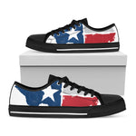 Texas State Flag Print Black Low Top Shoes 
