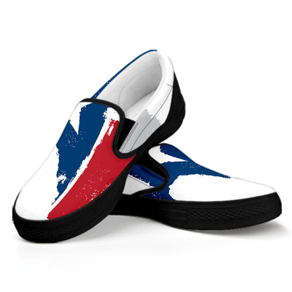 Texas State Flag Print Black Slip On Shoes