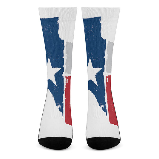 Texas State Flag Print Crew Socks