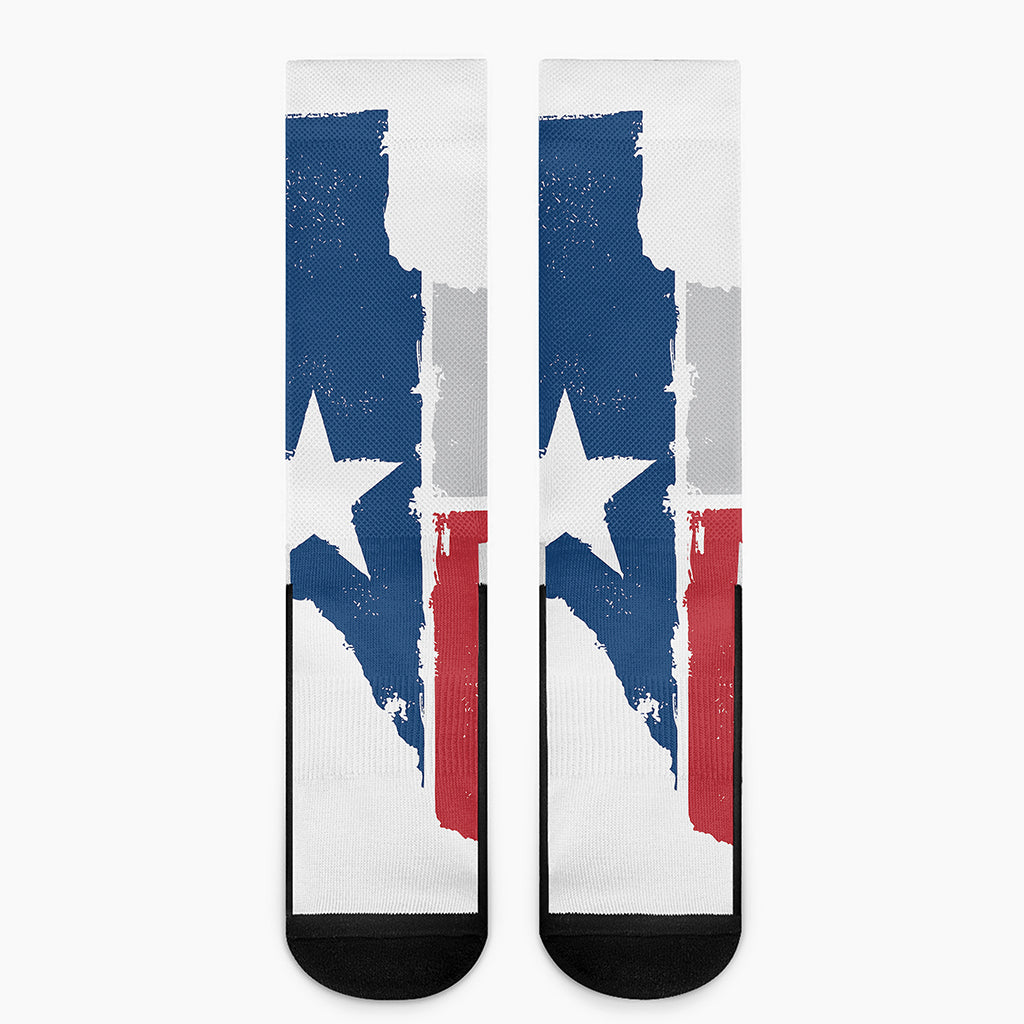 Texas State Flag Print Crew Socks