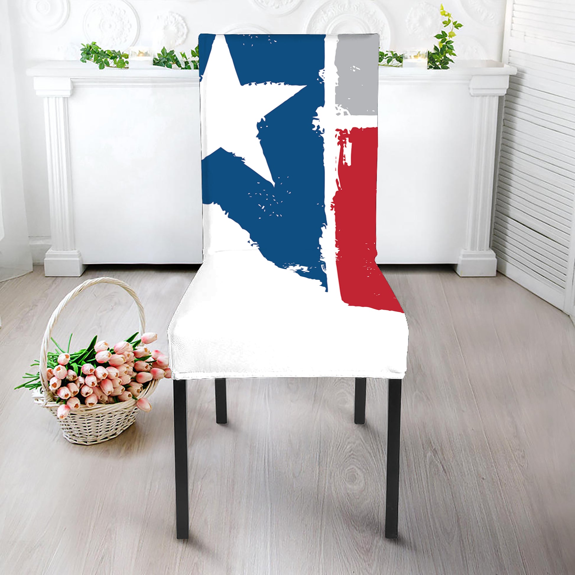 Texas State Flag Print Dining Chair Slipcover