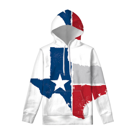 Texas State Flag Print Pullover Hoodie
