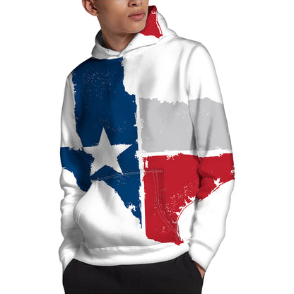 Texas State Flag Print Pullover Hoodie