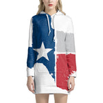 Texas State Flag Print Pullover Hoodie Dress