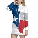Texas State Flag Print Pullover Hoodie Dress