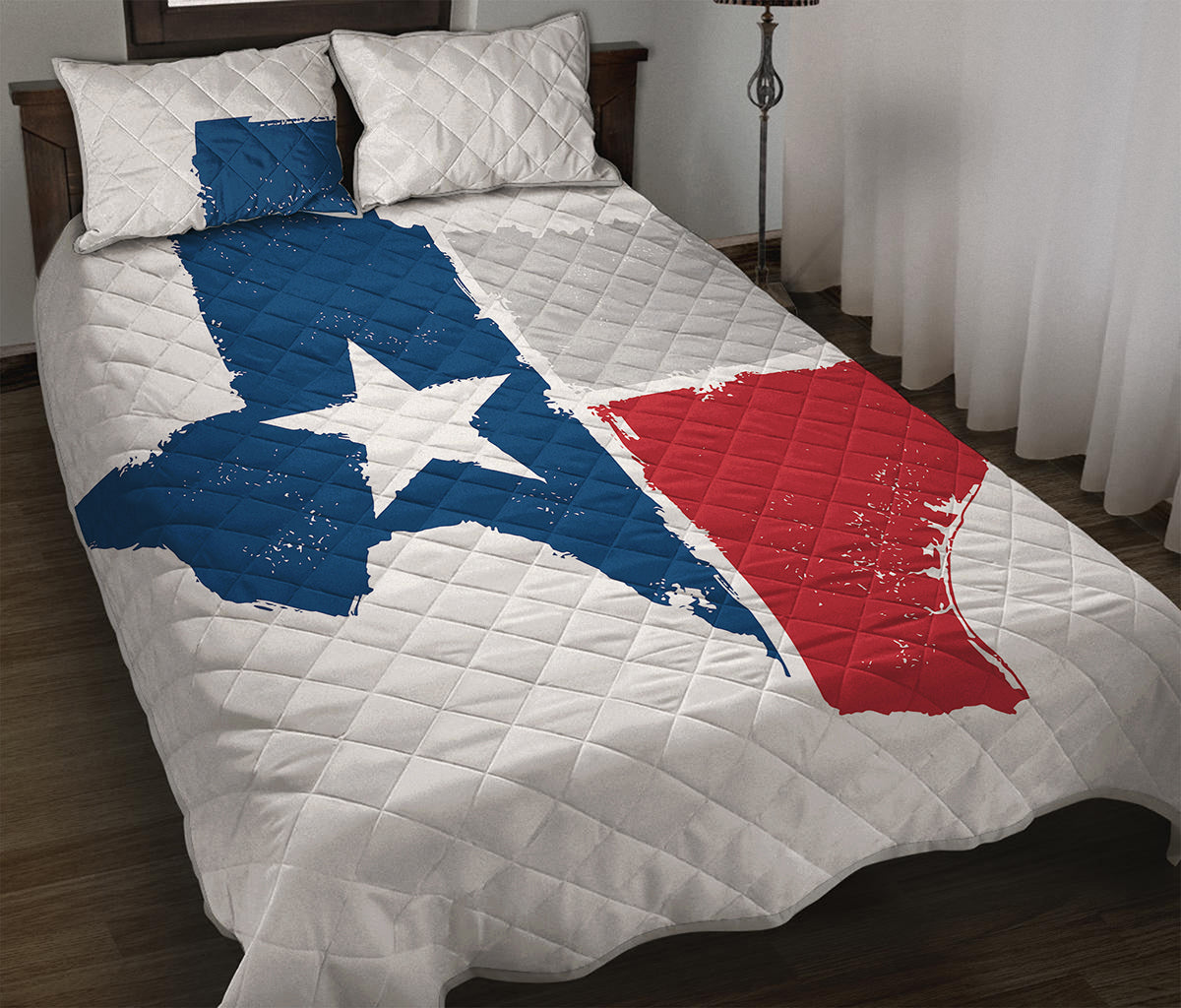 Texas State Flag Print Quilt Bed Set