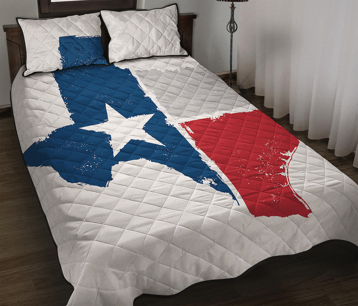 Texas State Flag Print Quilt Bed Set