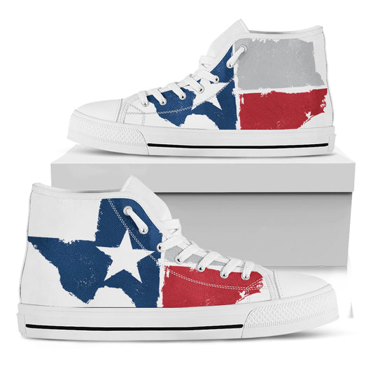 Texas State Flag Print White High Top Shoes