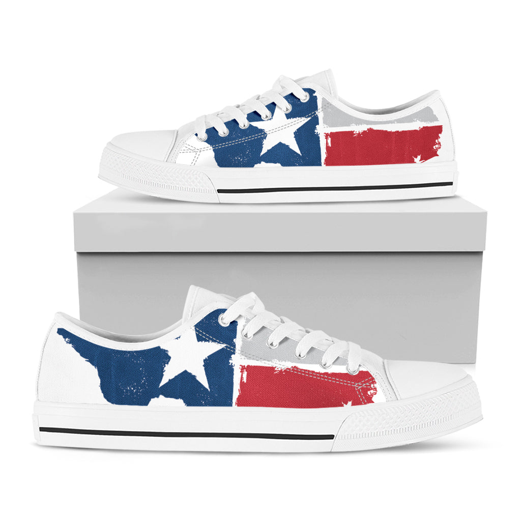 Texas State Flag Print White Low Top Shoes