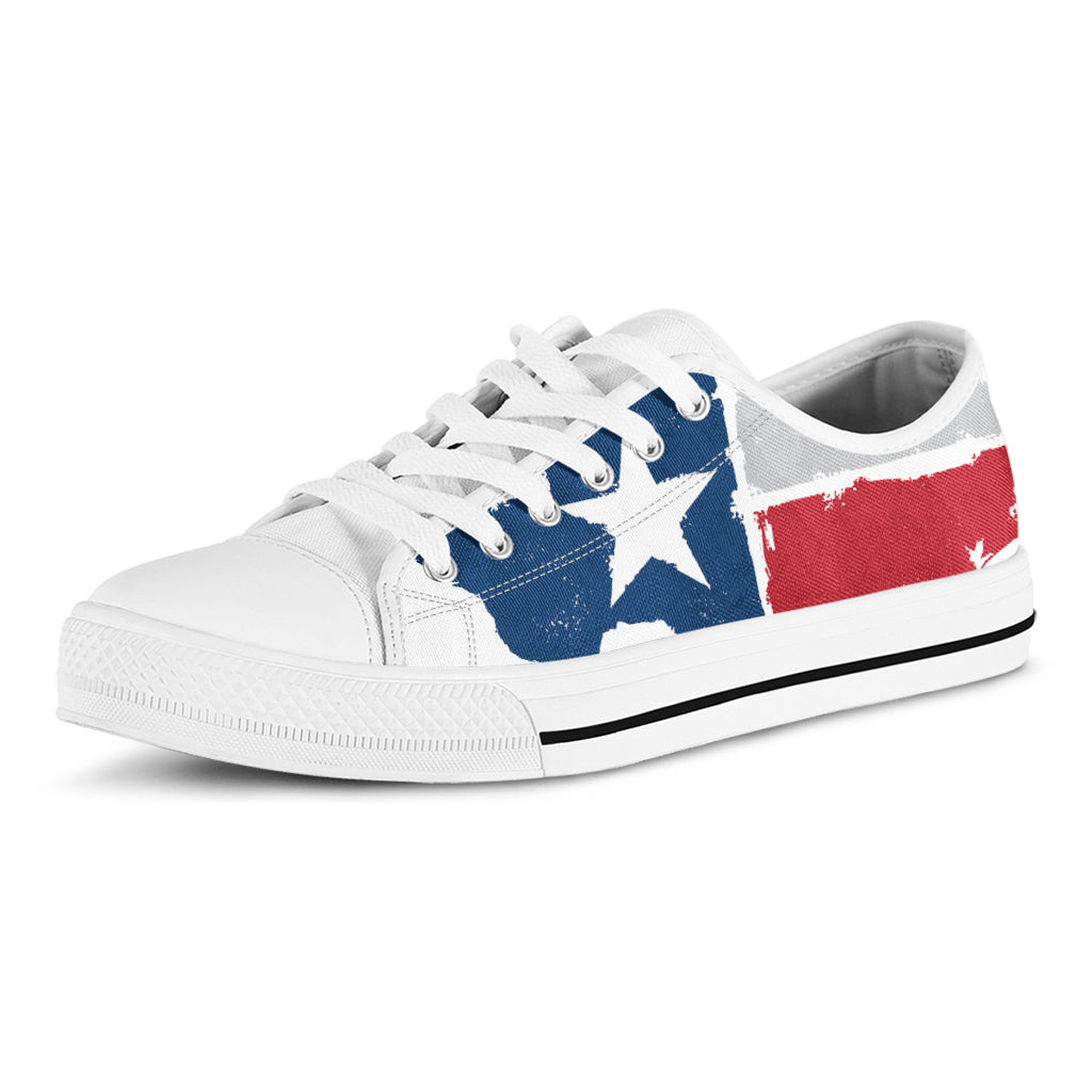 Texas State Flag Print White Low Top Shoes
